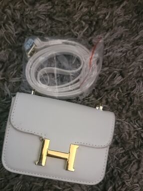 White Mini Bag with Gold Hardware